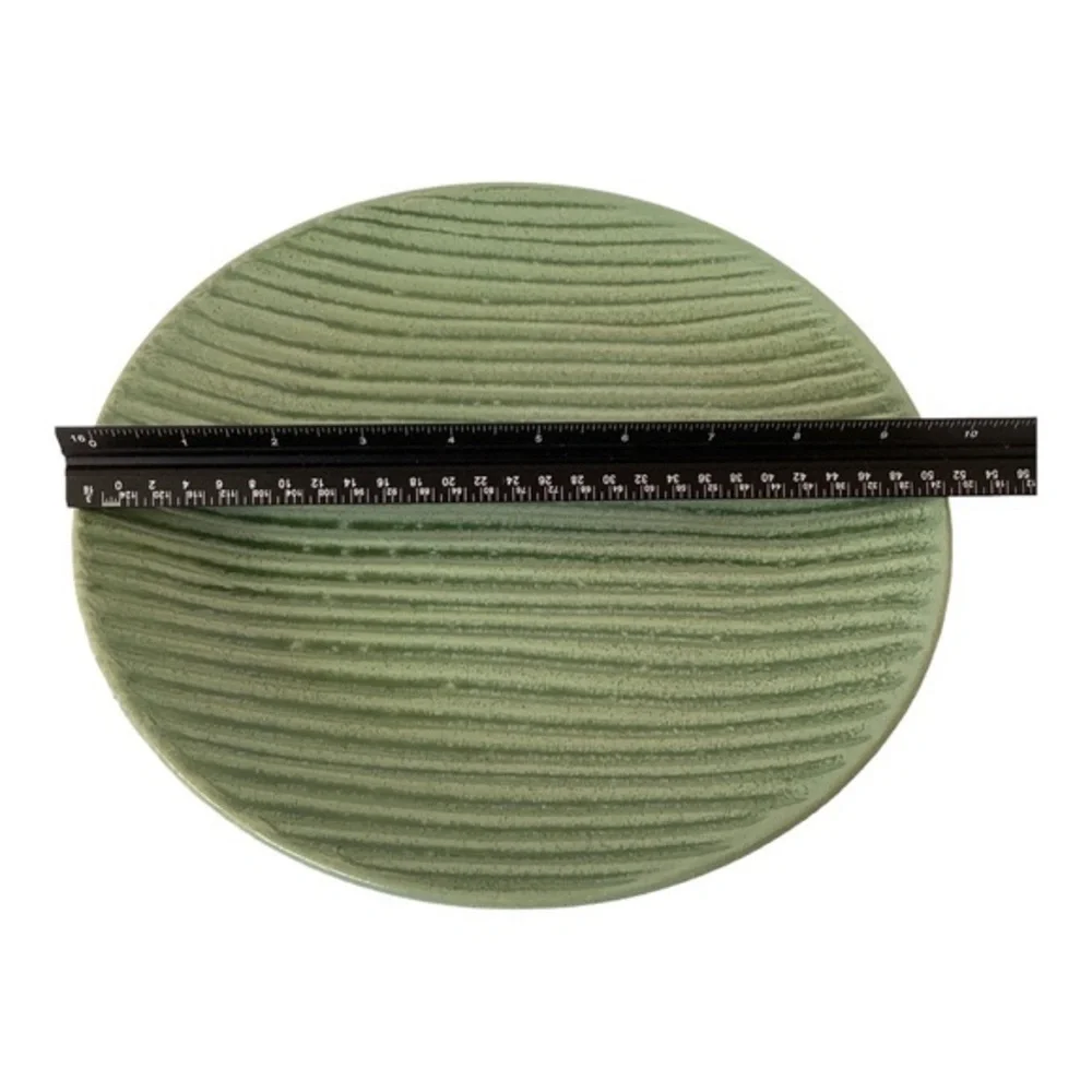 Pier 1 Essentials Stoneware Rippled Plate Green Single Heavy Dinner Plate